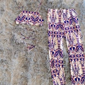 2 piece pant set with matching crop top